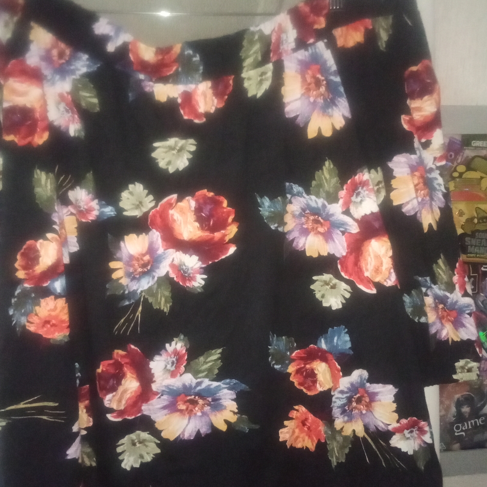 Floral Black Skirt